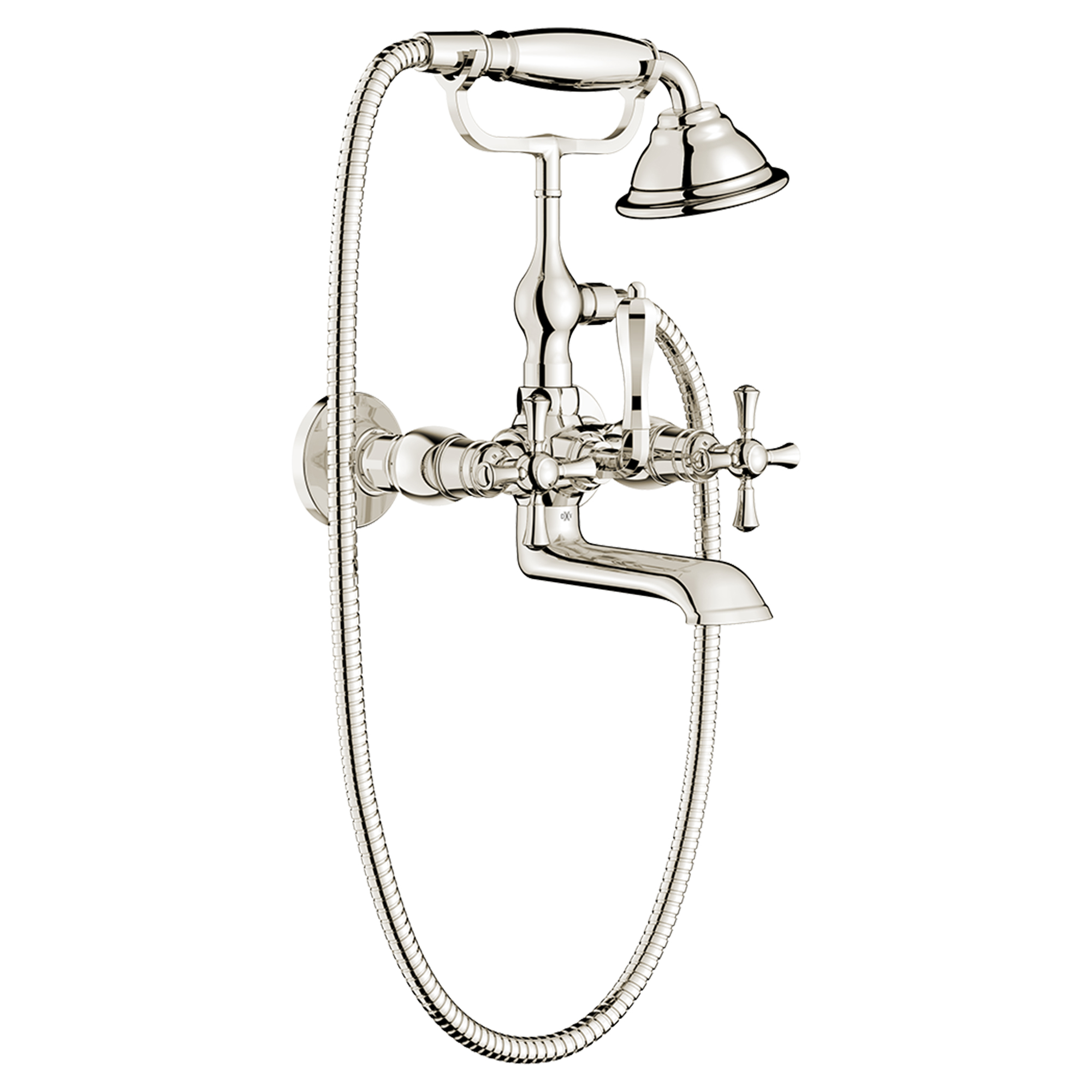 Randall 2-Handle Wall Mount Bathtub Faucet with Hand Shower and Cross Handles